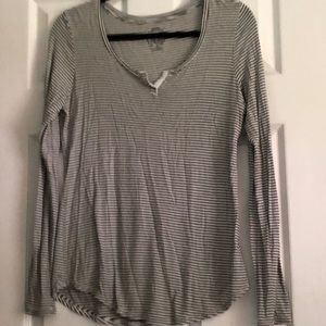 Black and white striped cotton t shirt